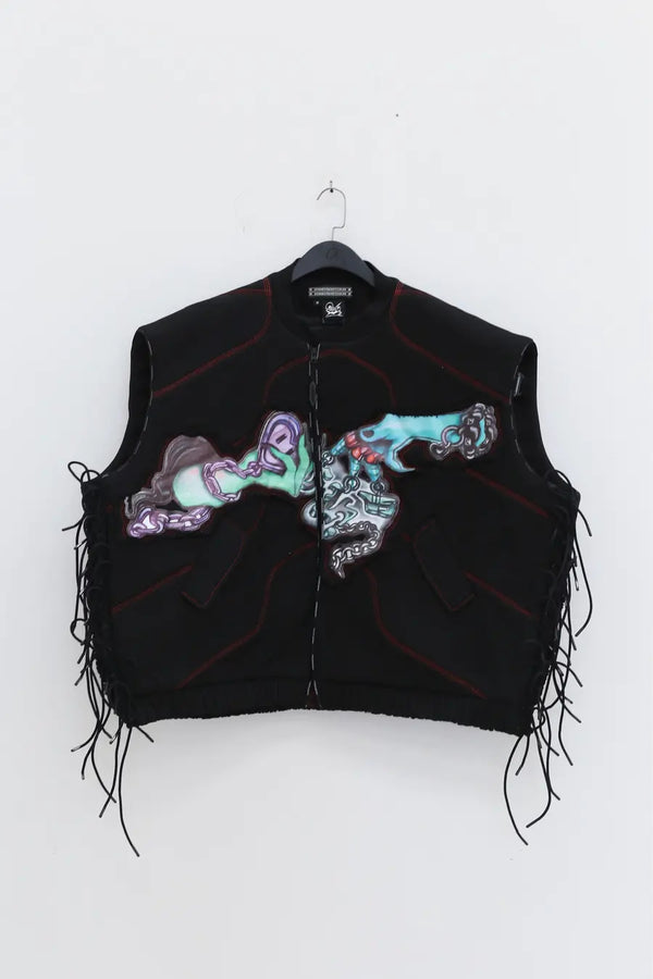 WINDOWSEN Printed Oversized Vest SS22V003BK